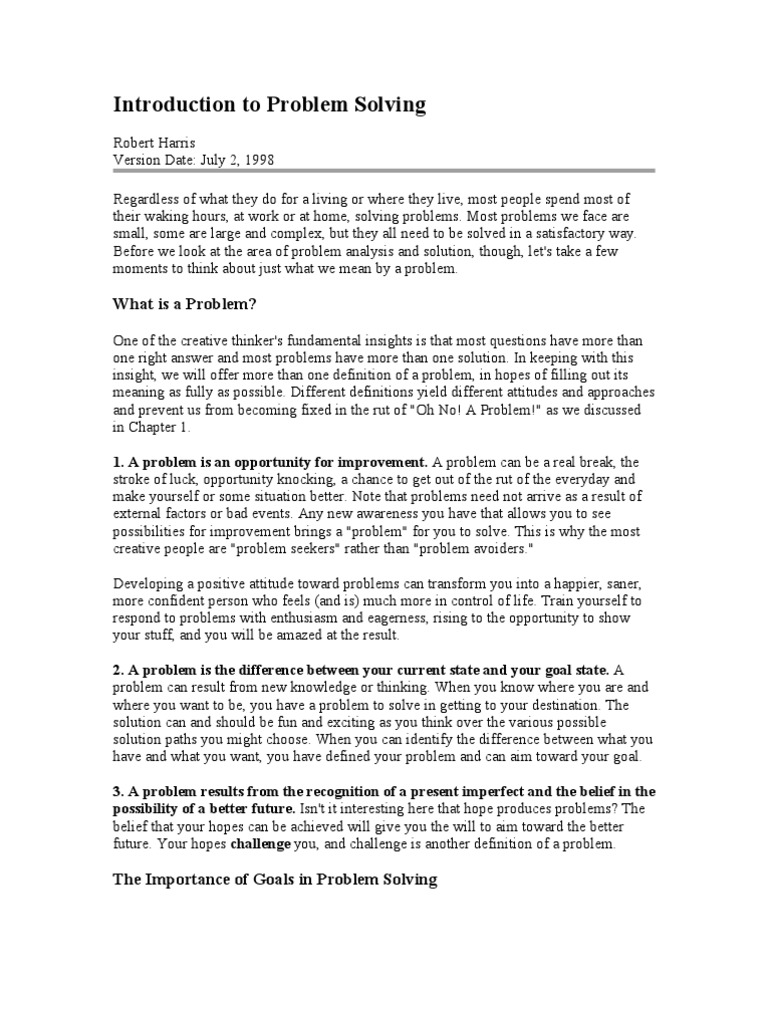 Introduction To Problem Solving | PDF | Insight | Thought