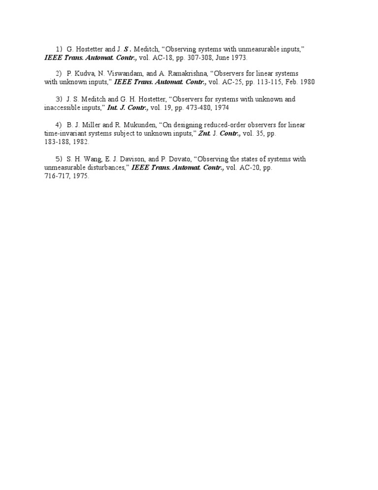 Observers for Systems with Unknown Inputs | PDF