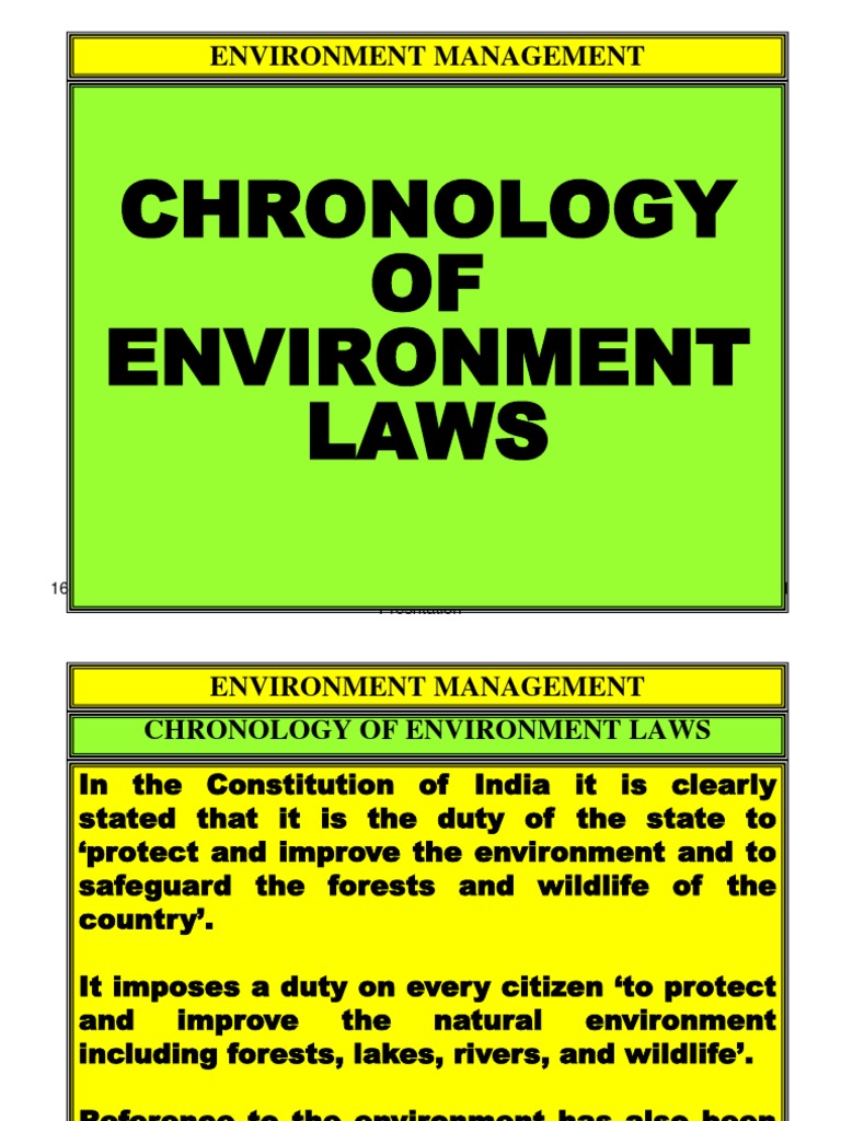 Chronology of Environment Laws PDF Environmental Law Pollution