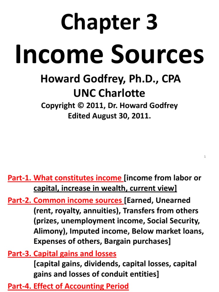 T11F CHP 03 1 Income Sources 2011 | PDF | Capital Gains Tax | Basis Of ...