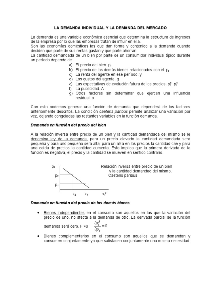 Demanda Individual y de Mercado en Economía | PDF | Oferta (economía ...