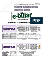 Jornada 1 de La División de Honor de Liga Nacional de Billar A Tres Bandas PDF