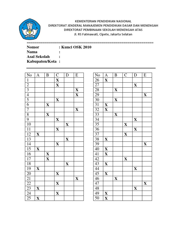 Kunci Osn Kota 2010 Ekonomi