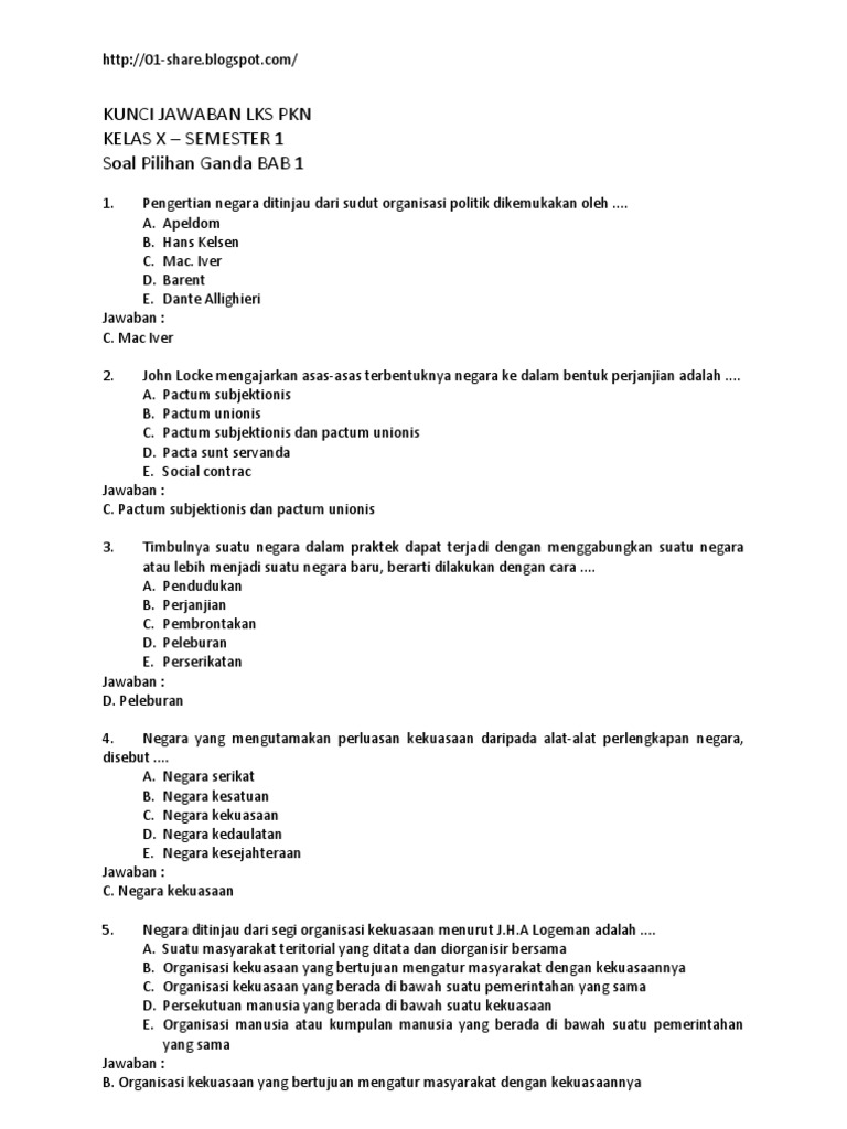 Soal Soal Pilihan Ganda Sejarah Kls Xk13 Semester 1