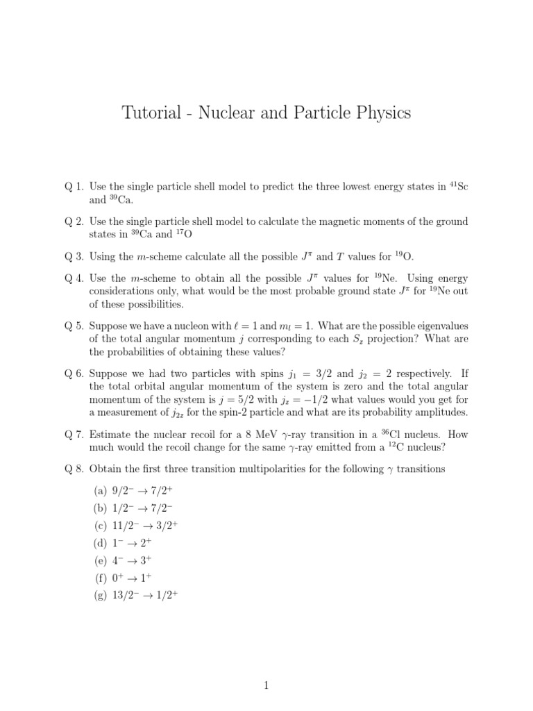 Nuclear and Particle Physics Tutorial | PDF