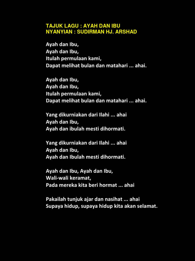 Lirik Lagu Ayah Dan Ibu Sudirman Hj Arshad Pdf