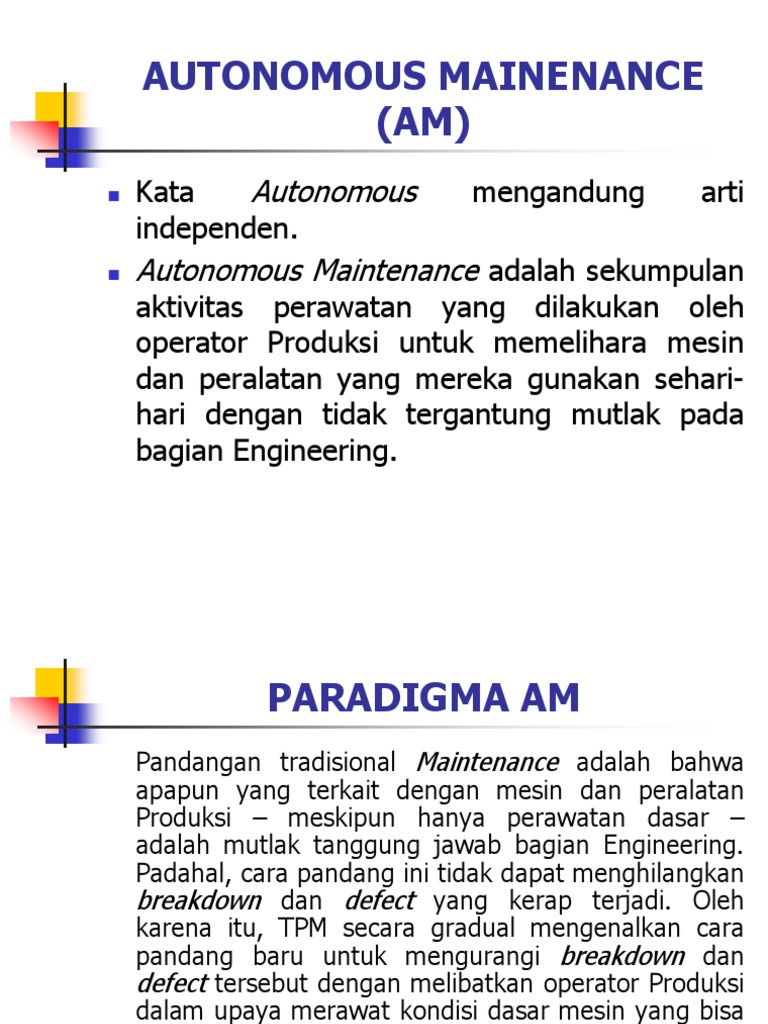 Training Autonomous Maintenance | PDF