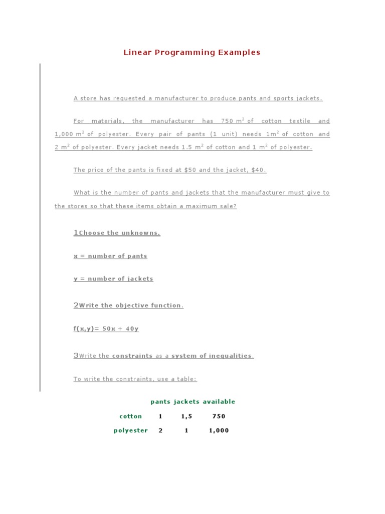 Linear Programming Examples | PDF | Vertex (Geometry) | Mathematical ...