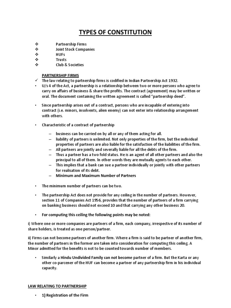 Types of Constitution Limited Liability Partnership Partnership