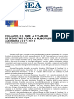 Evaluare Ex-Ante A Strategiei de Dezvolatare Locala A Municipiului Alexandria 2007-2013