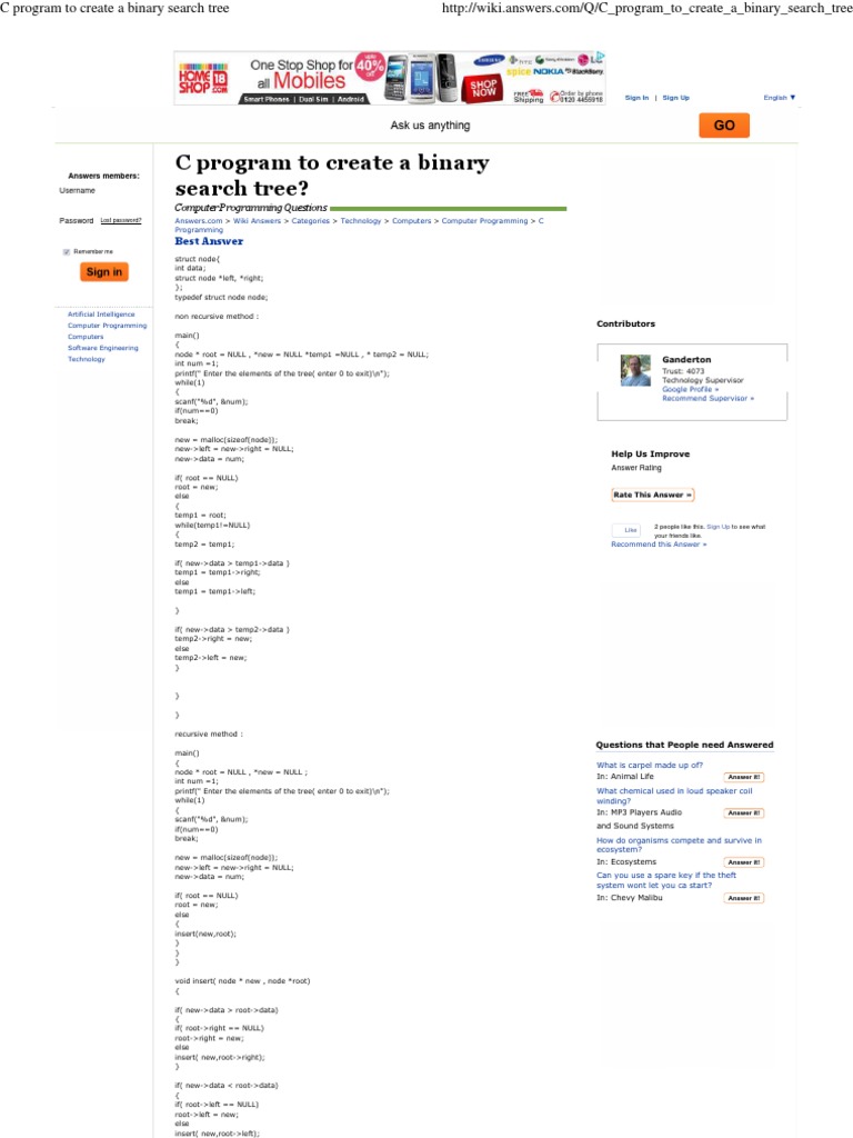 Binary search tree program in c pdf picture
