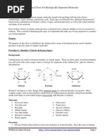 Biologically Important Molecules Chemical Tests Lab