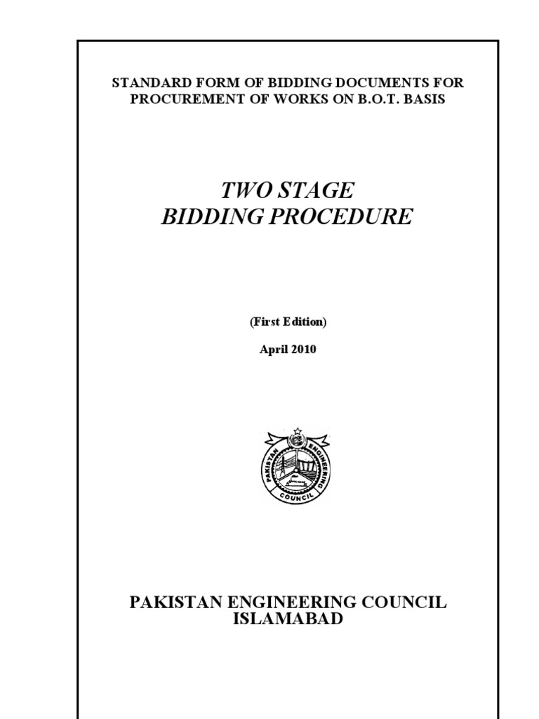 Standard Form of Bidding Documents For Procurement of Works On BOT ...