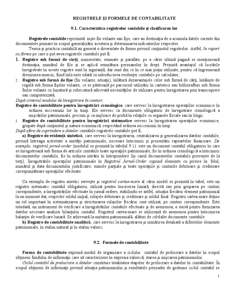9 Registre Contabile | PDF