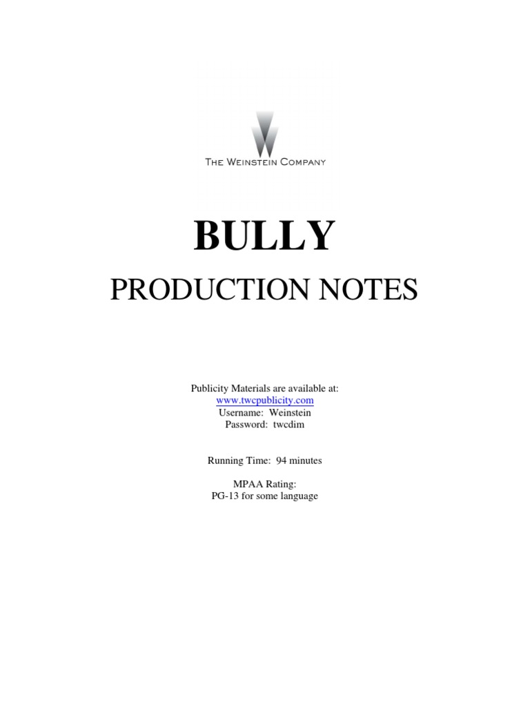 BULLY Production Notes | Download Free PDF | Bullying | Violence