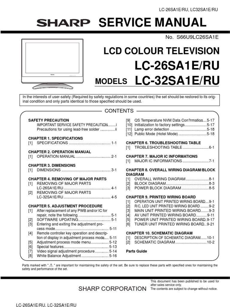 Sharp Lc-26-32sa1e Sm [ET service manual | Installation (Computer Programs)  | Soldering