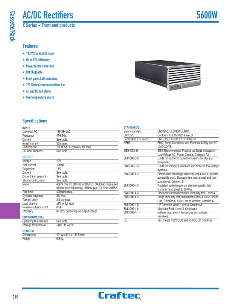Eltek Valere X Series Rectifier PDF Voltage Rectifier