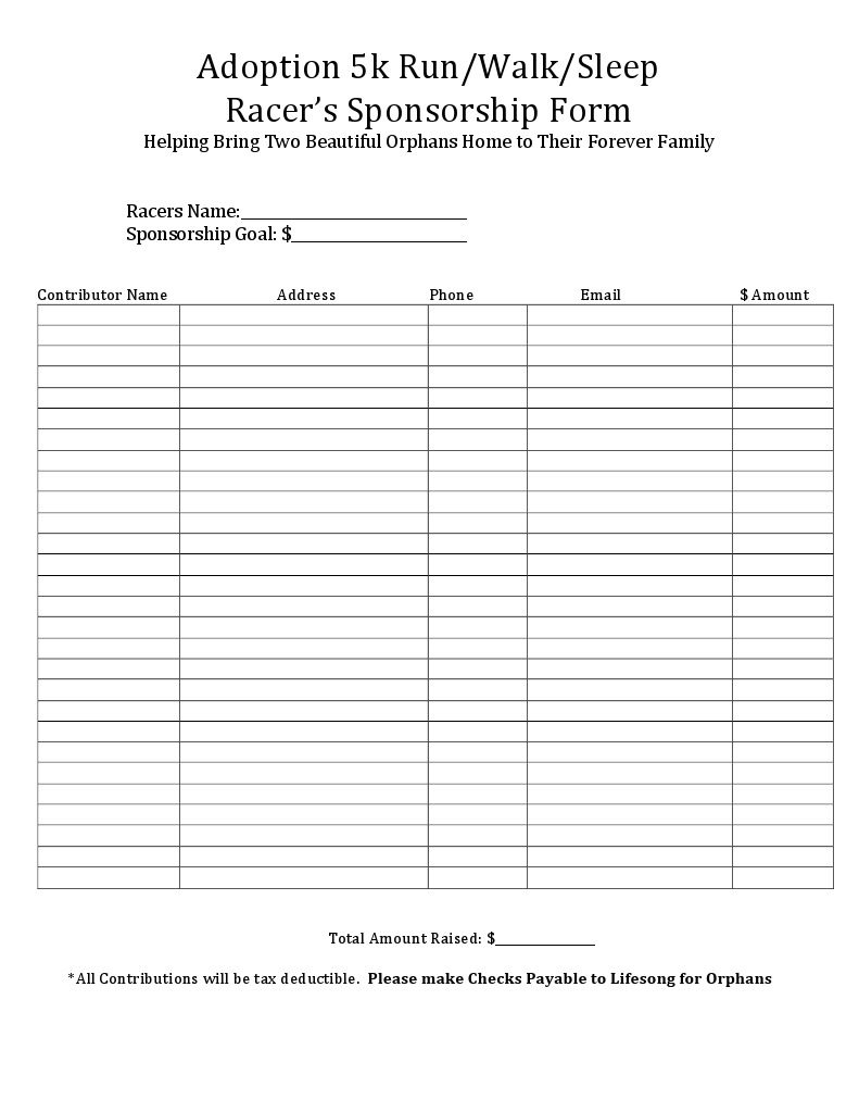 Adoption 5k Sponsorship Form | PDF | Social Science