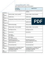 Sessional Dates 2009 - 2010: Date Arts & Science School of Nursing Applied Science