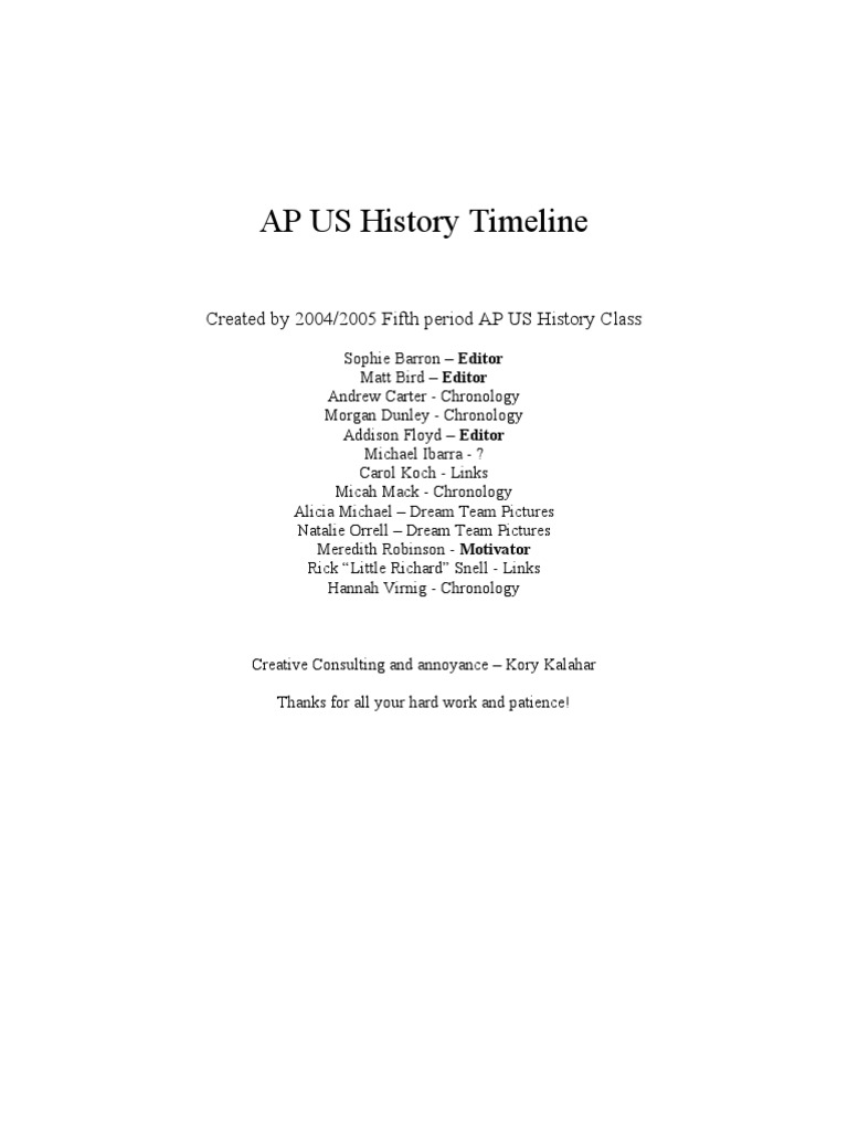 Created by 2004/2005 Fifth Period AP US History Class | PDF | Abraham ...