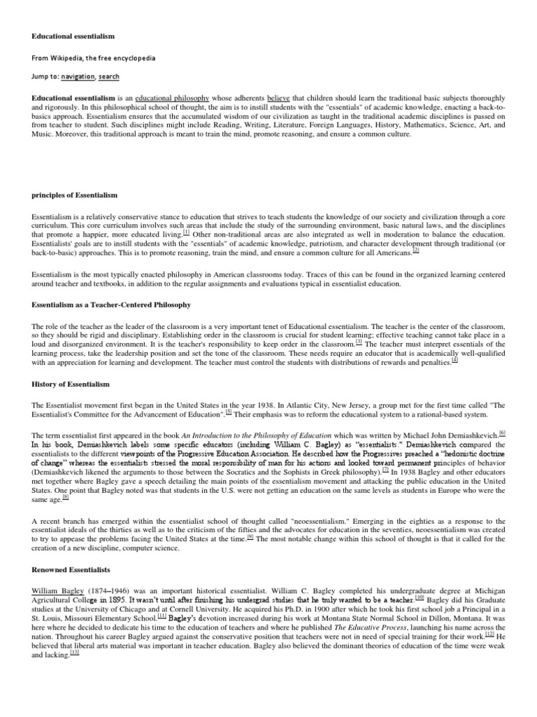 Educational Essentialism | Metaphysics | Truth