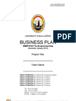 Business Plan UniKL Template - Jan2013