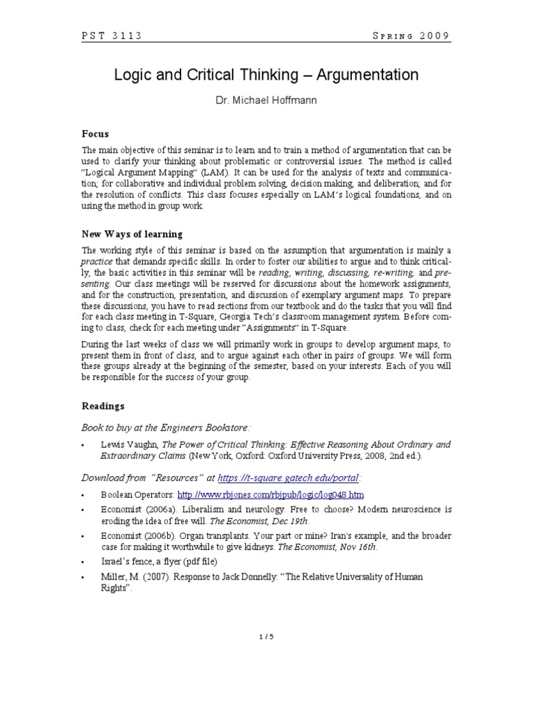 PST 3113 Syllabus Critical Thinking | PDF | Homework | Critical Thinking