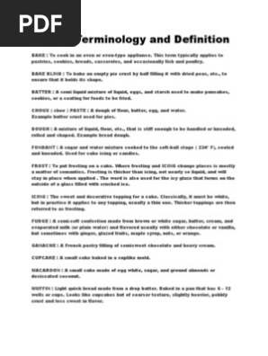 Baking Terminology And Definition Desserts Cakes