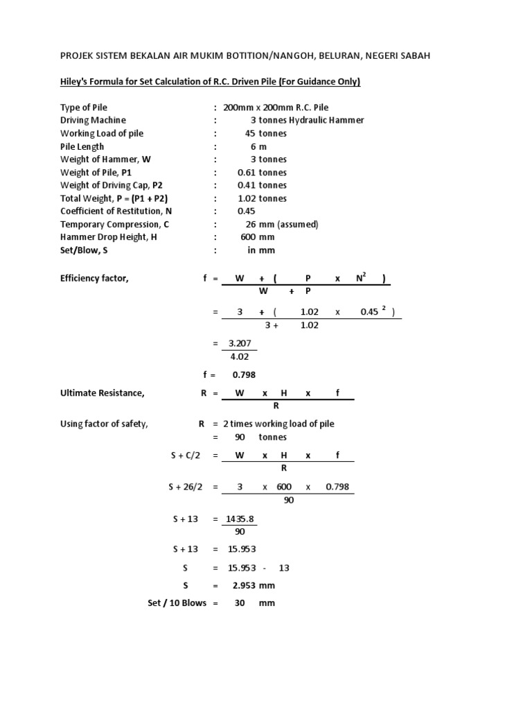 Pile Set Calculation200mm Deep Foundation Manufactured Goods