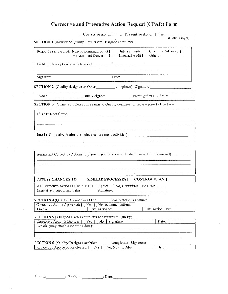 CPAR Form | PDF