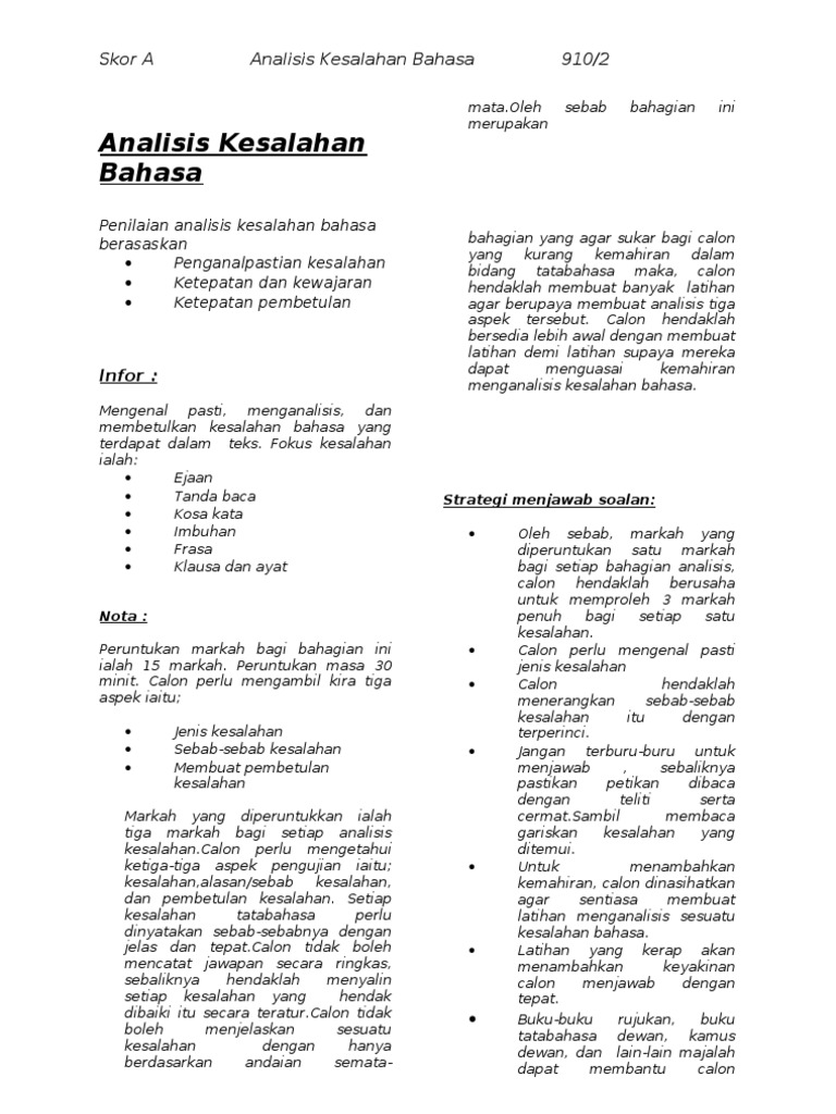 Analisis Kesalahan Bahasa