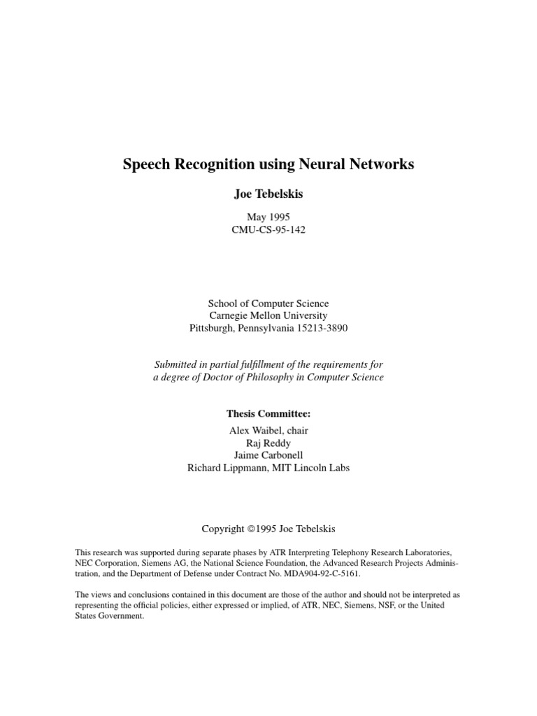 Speech Recognition Using Neural Networks | PDF