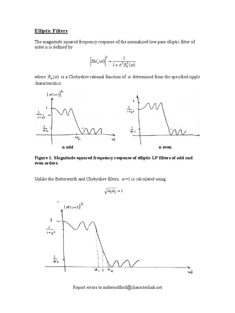 Elliptic Pdf Filter Signal Processing Electronic Engineering