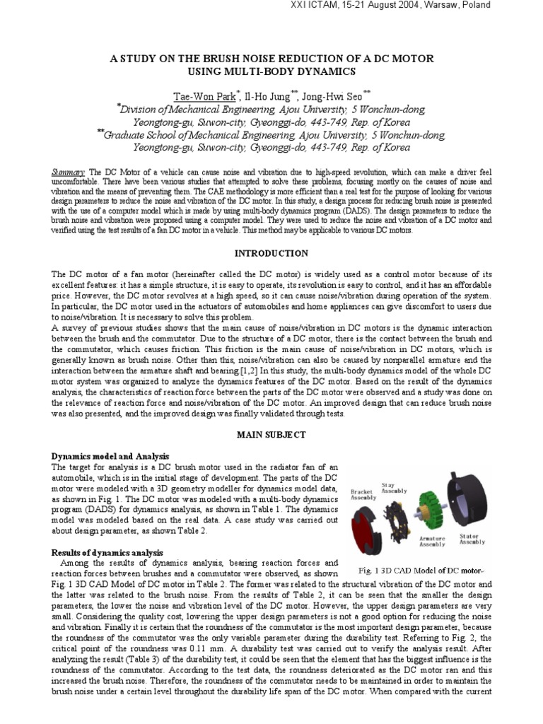 DC Motor Brush Noise Reduction Multibody | PDF | Science & Mathematics ...