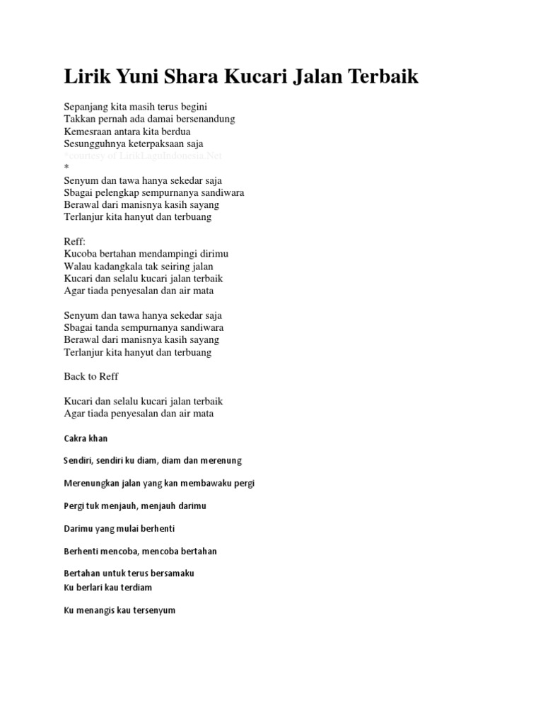 Lirik Lagu Widuri Yuni Shara