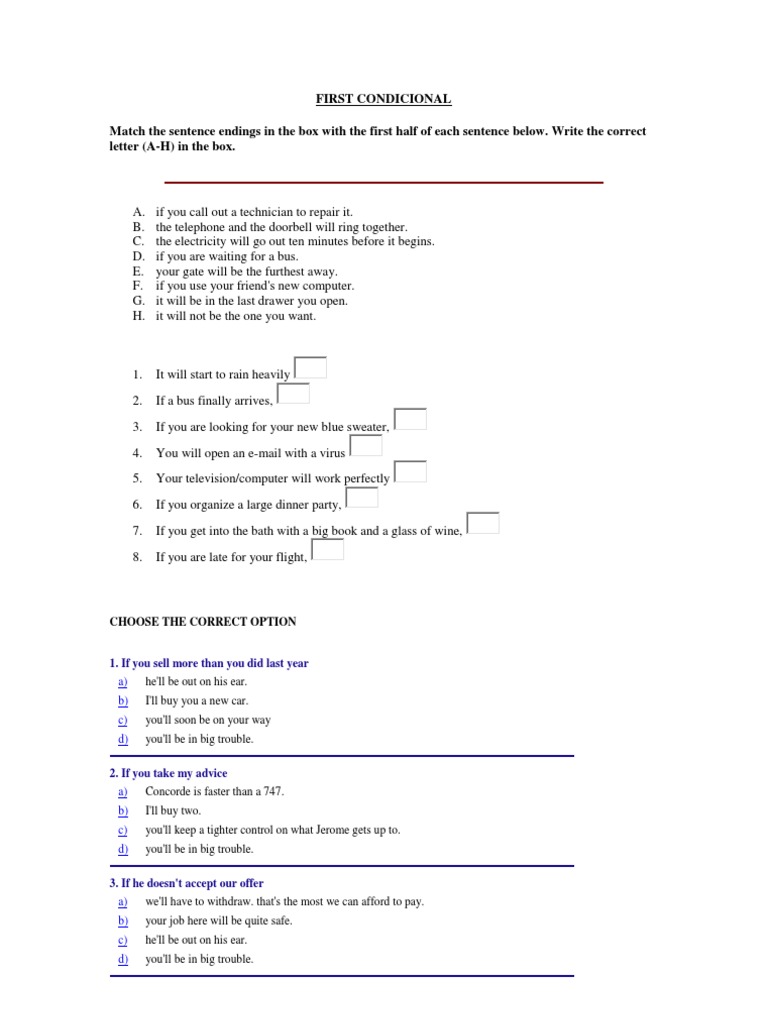 First Conditional Exercises and Examples | PDF | Business
