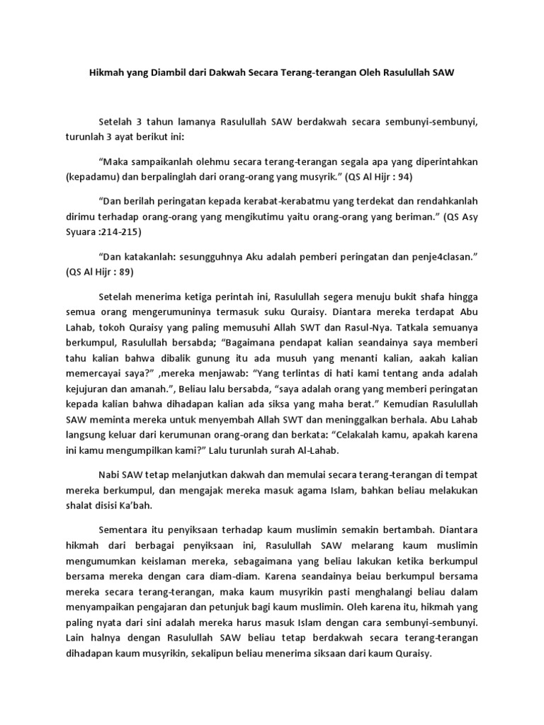 Hikmah Yang Diambil Dari Dakwah Secara Terang Pdf