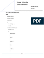 Mewar University: Prog 1: WAP To Print Diagonal Matrix. Code