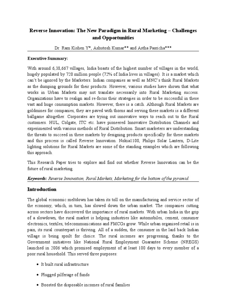 Reverse Innovation in Rural Marketing Insights | PDF | Nokia | Marketing