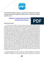 Moción sobre la ampliación y reestructuración del sistema educativo de Puebla de Don Fadrique.