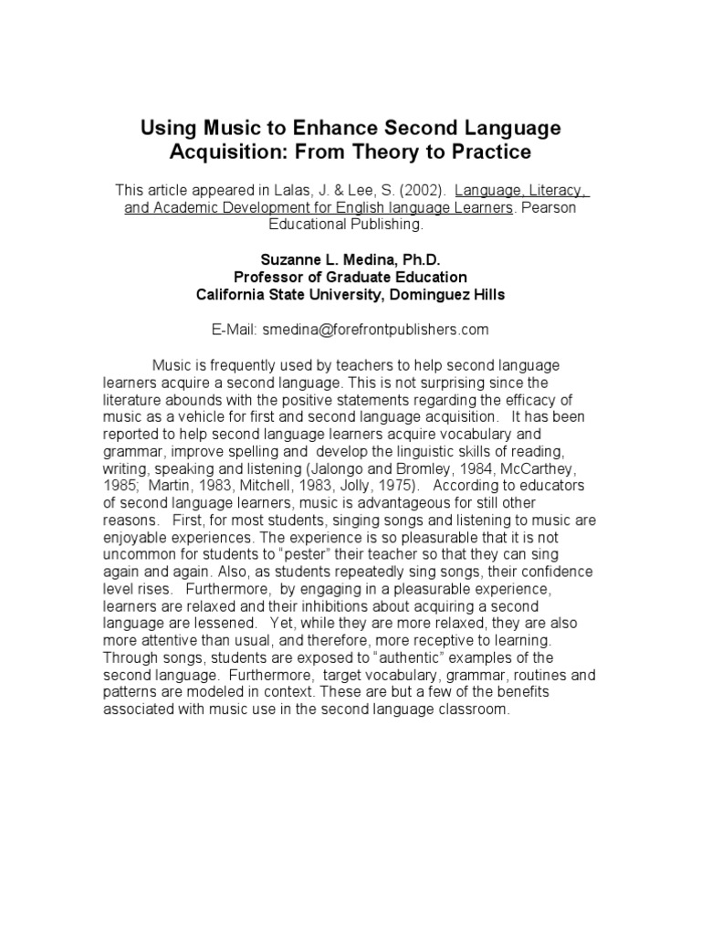 Enhancing Language Learning with Music | PDF
