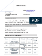 Curriculum Vitae: Course Institution University Percentage Year-of-Passing