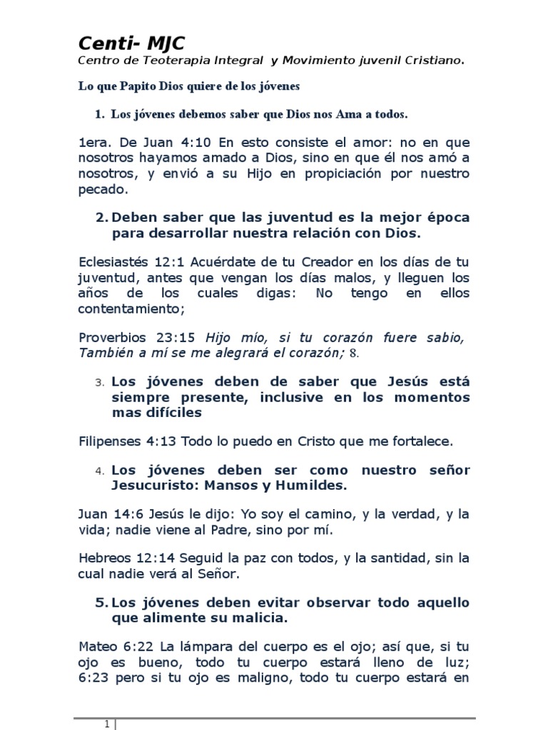 Lo que Dios espera de los jóvenes | PDF | Cristo (título) | Pecado
