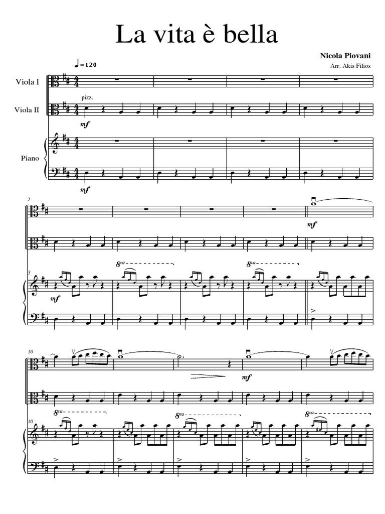 Piovani N. - La vita è bella (2 Violas and Piano)
