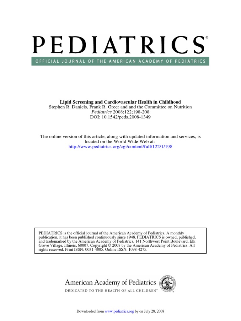 Screening Lipidos y Colesterol - AAP - Ped 2008 PDF | PDF