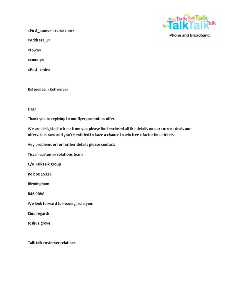 TalkTalk Promotion Offer Details | PDF | Politics | Law