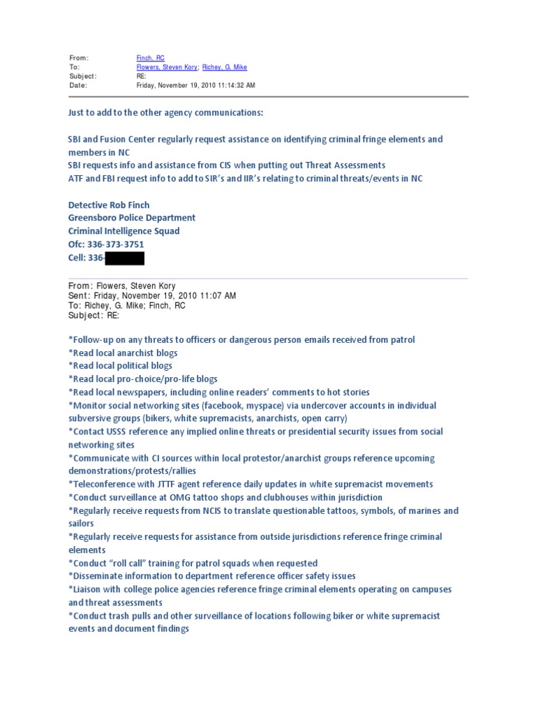NC Law Enforcement Intel Sharing | PDF | Surveillance | Detective