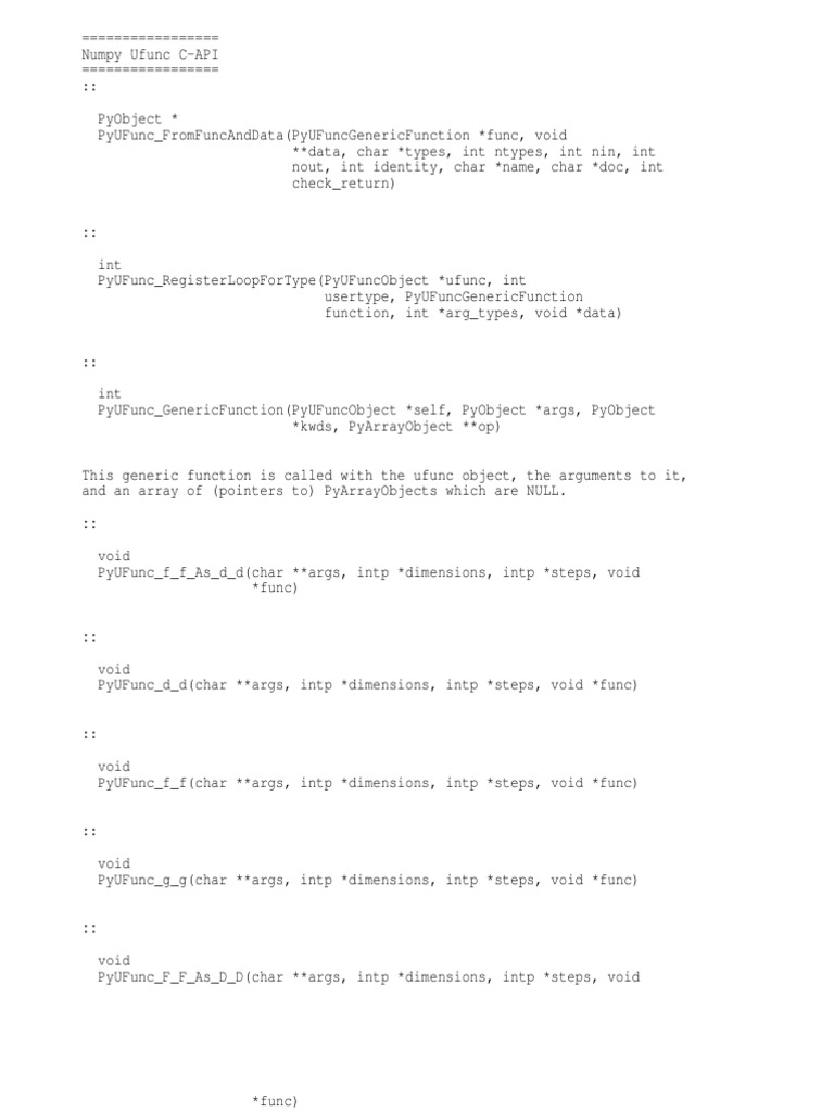 Ufunc Api | PDF | Notation | Software Development