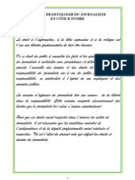 Code de Deontologie Du Journaliste en Côte D'ivoire