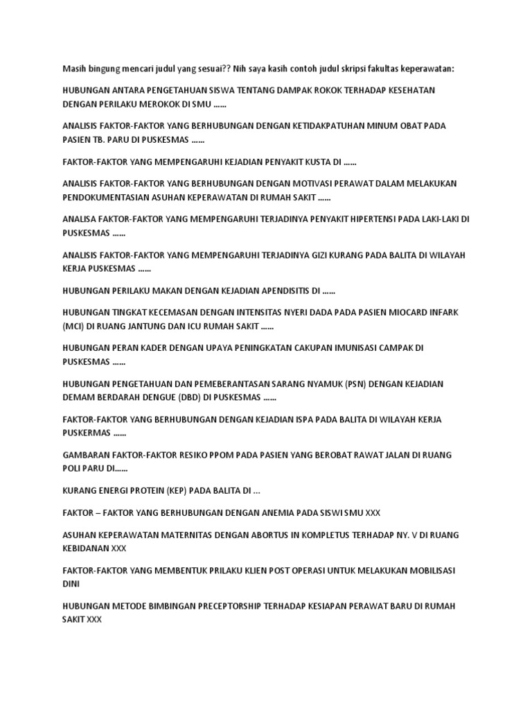 Judul Skripsi Keperawatan